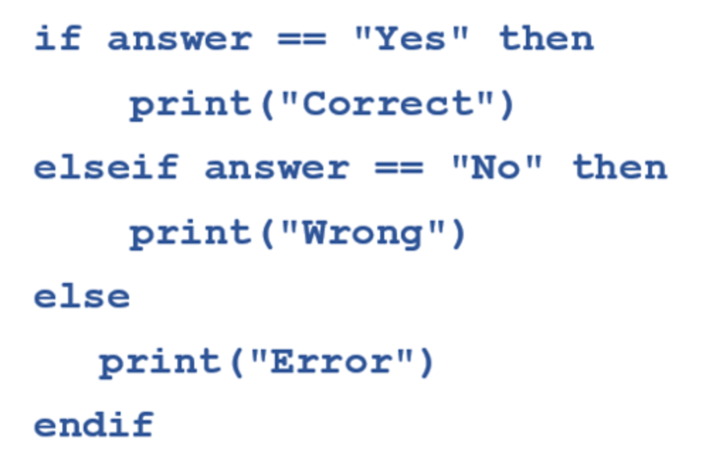 <p>A code construct where the code makes a decision, and takes one of several branches. An example is shown here in OCR Exam Reference Language (ERL).</p>