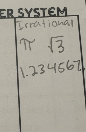 <p>Irrational numbers </p>