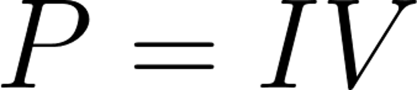 <p>power= potential difference x current</p>