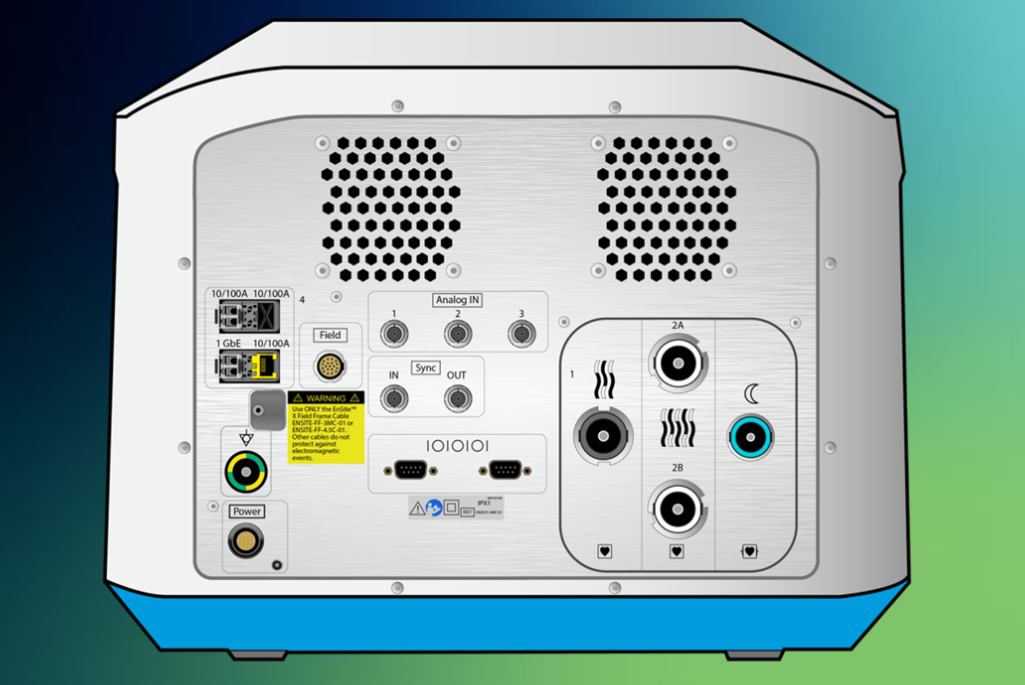 <p>Ensite X Amplifier Back Panel: where does the Ensite X Field Frame connect? </p>