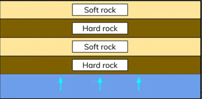 <p>has the same type of rock along its length, creates fewer bays and headlands</p>