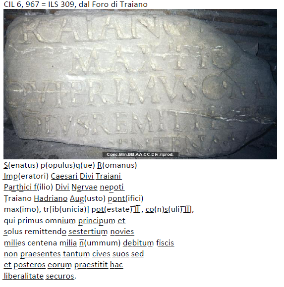 <p>CIL 6 = ILS dal Foro di Traiano</p>
