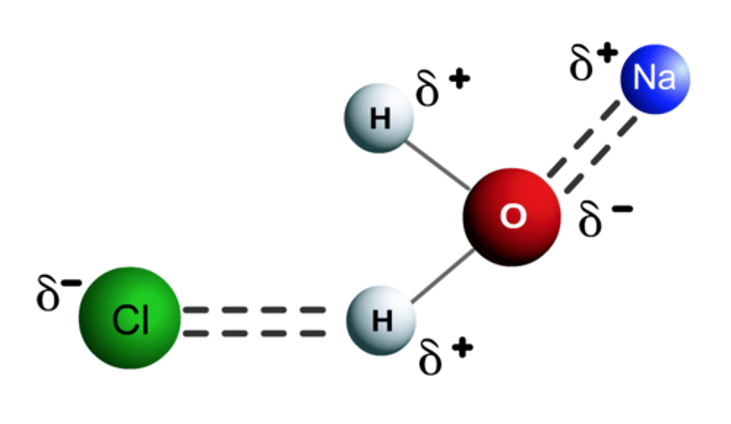 <p>occurs between an ion (either positive and negative) and a polar molecules.​ This explain the solubility of ionic compounds in water, which is a polar molecule.​ The ions and the oppositely charged ends of the polar water molecules overcome the attraction between ions themselves. Each ion becomes separated and water molecules cluster around it.</p>