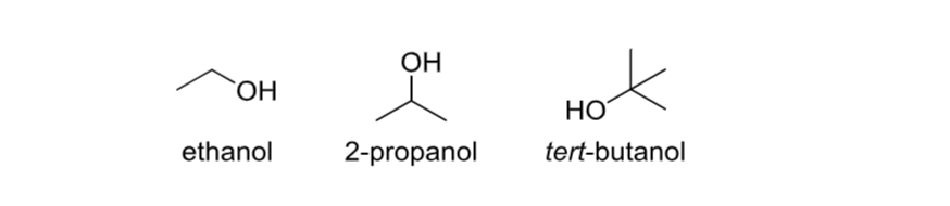<p>Contains an <strong>-OH group</strong>.</p>
