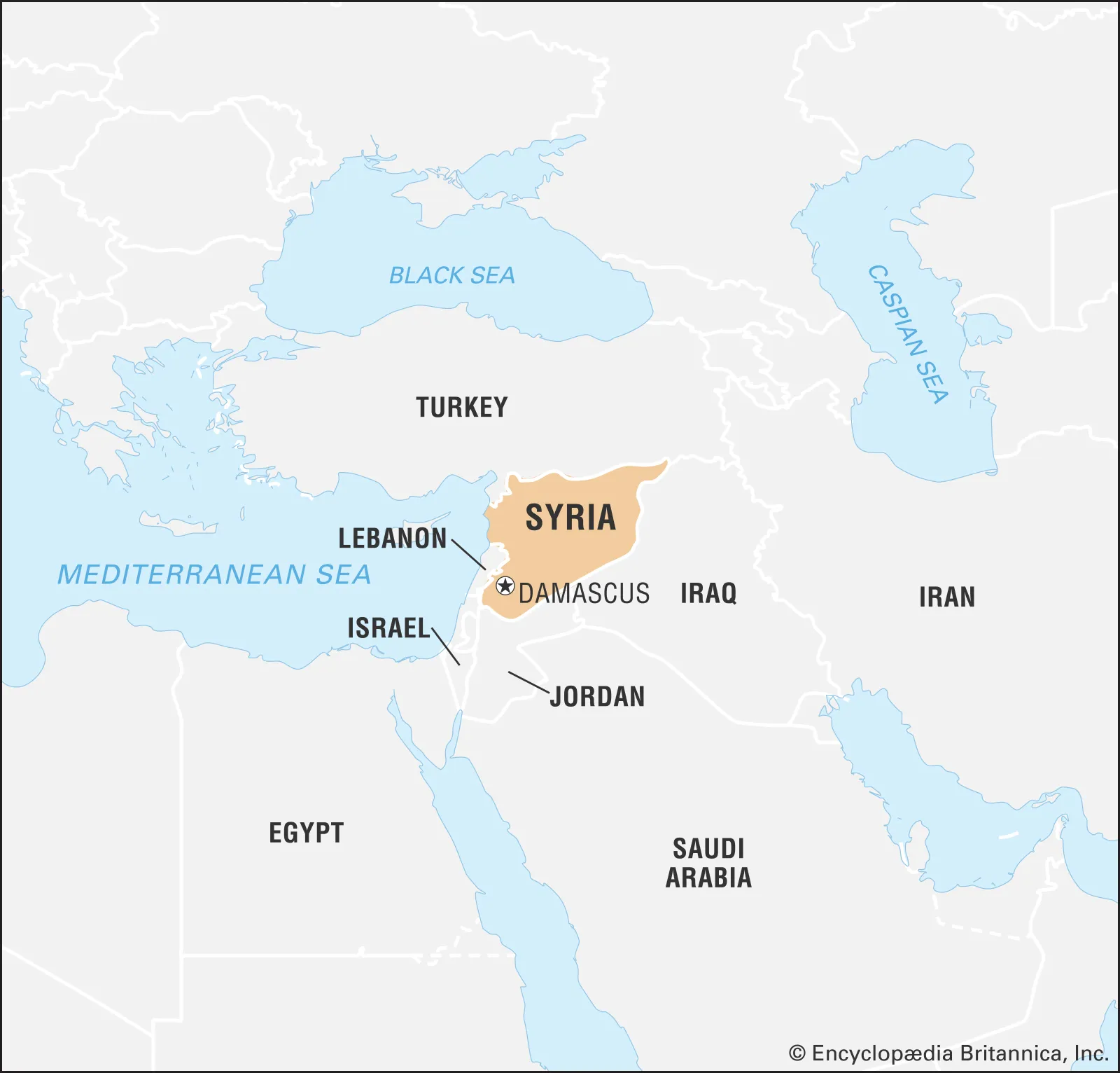 <p>Bordering Turkey and Iraq</p>