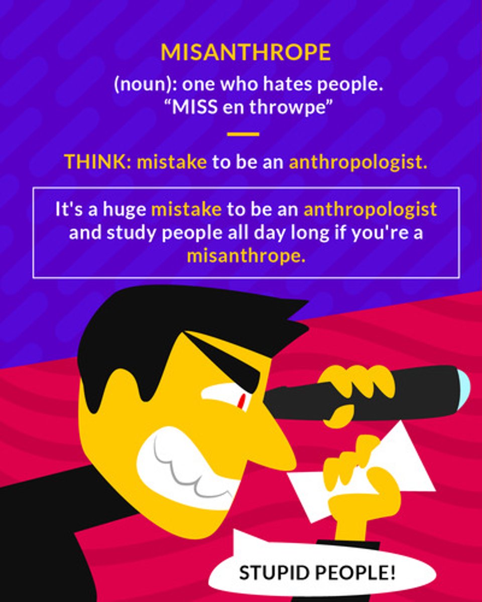 <p>(n.) a person who hates or despises people</p><p>(noun) one who hates people</p>