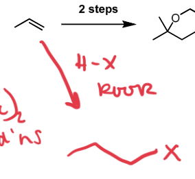 <p>hydrohalogenation; anti-markovnikov</p>