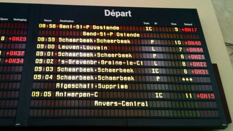 <p>l’horaire (trains/bus)</p>
