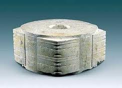 <p>Liangzhu, China. 3300-2200 BCE. Carved jade.</p>
