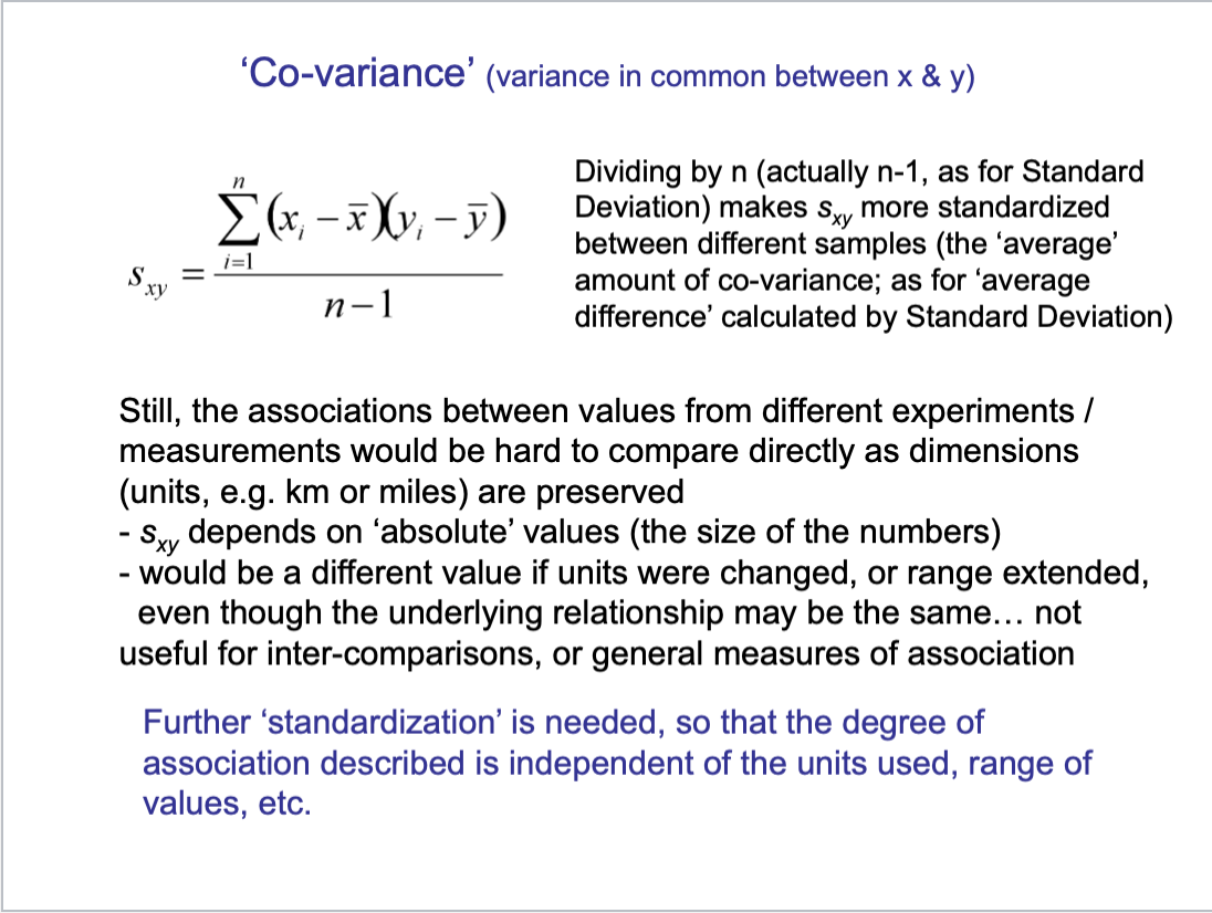 <p>variance on common between x + y  </p>