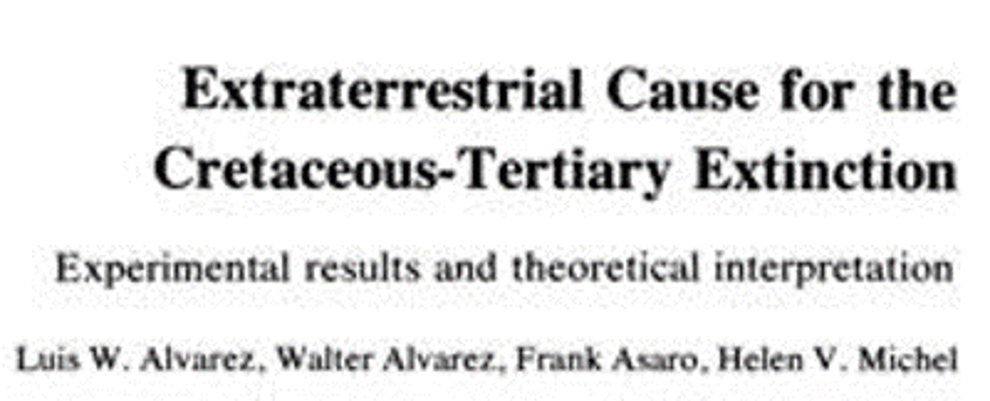 <p>Alvarez Hypothesis published in Science</p>