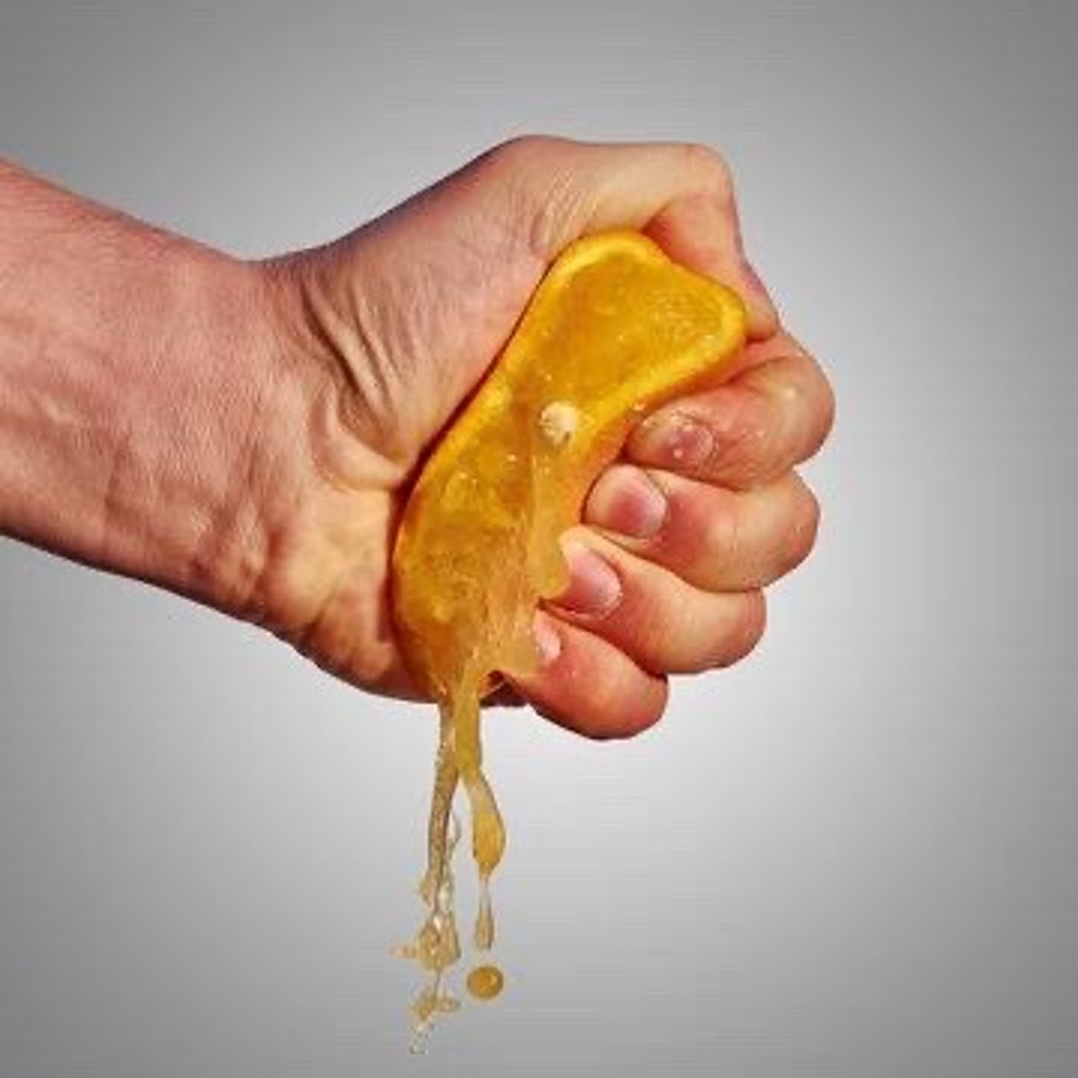 <p>squeeze (something) to press something, especially with your fingers</p>