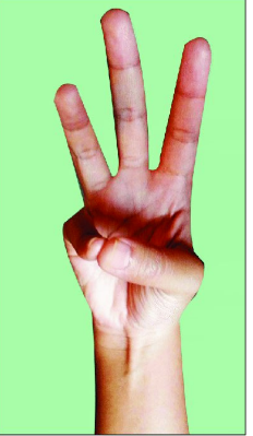 <p>Movement of the pad of the thumb/pinky to touch another finger</p>