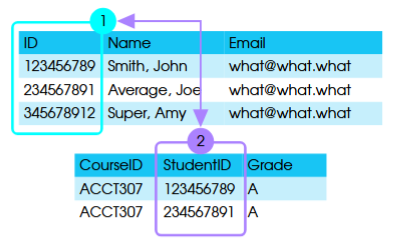 <ul><li><p>it is the Student ID, which is linked to the column ID in the student table</p></li></ul><p></p>