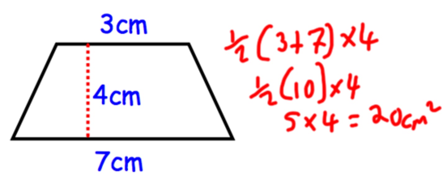 <p>One pair of opposite sides is parallel.</p>