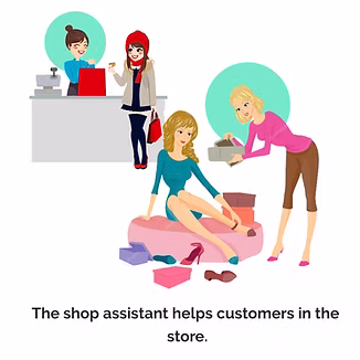 <p><strong><mark data-color="green" style="background-color: green; color: inherit;">a shop assistant</mark> /ʃɒp əˈsɪstənt/</strong></p><p>Syn: a sales clerk </p>