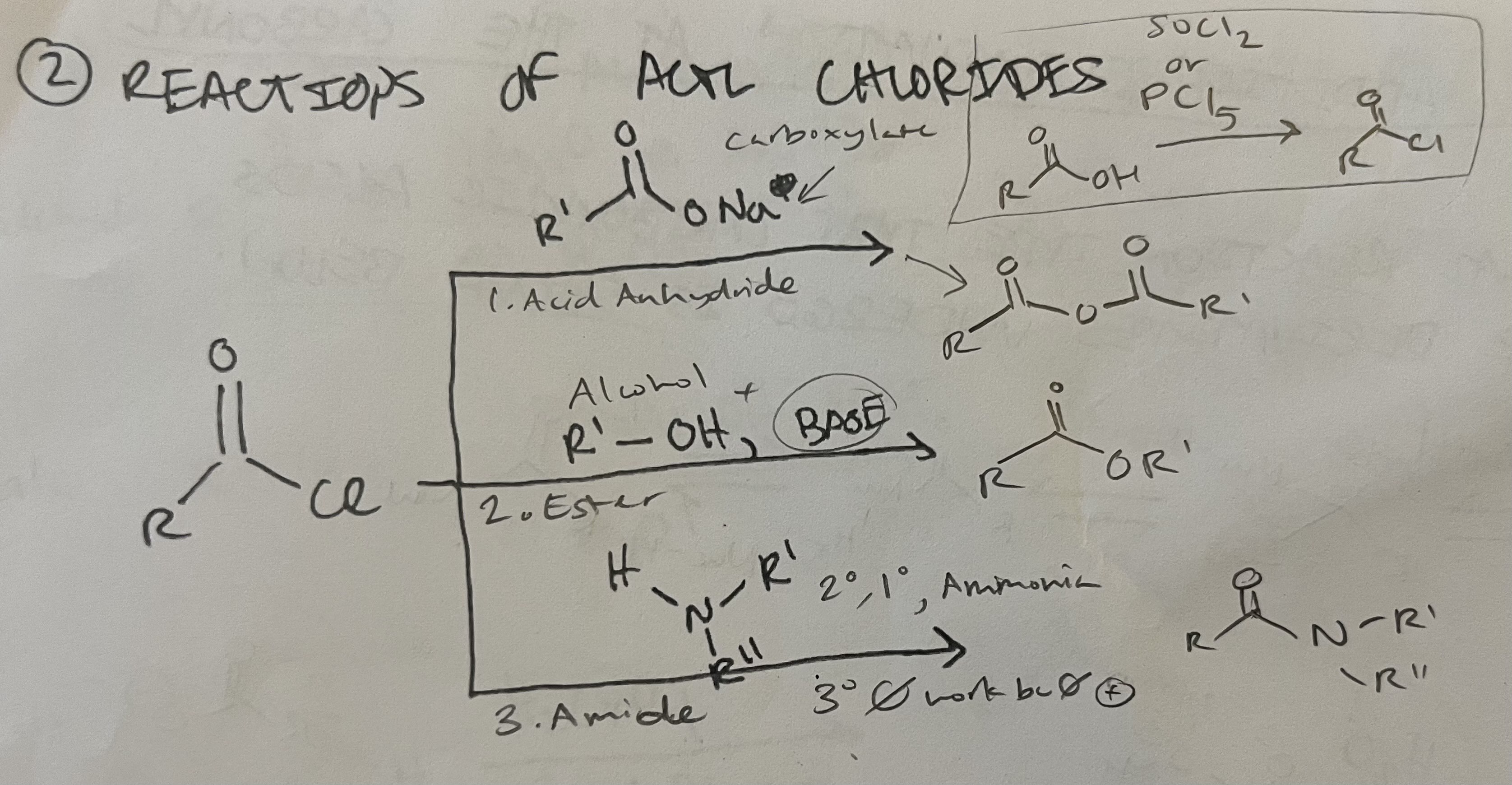 <p>Acyl Chloride + Carboxylate =</p>