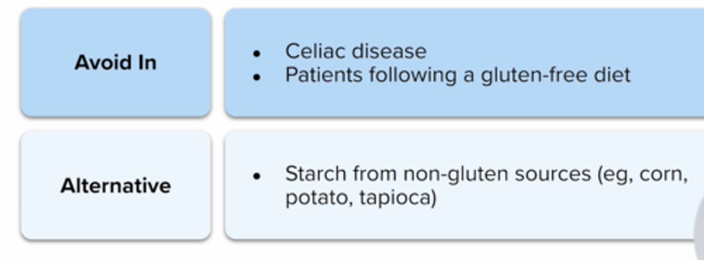 <p>excipient to be avoided in anyone looking to avoid gluten</p>