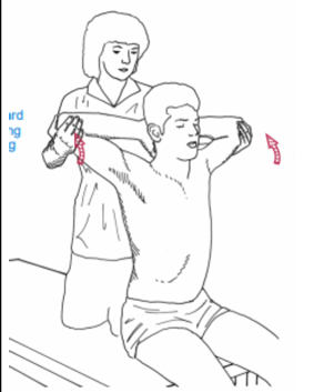 <p>GPS on bilat pectoralis major, minor x 15sH x 10 reps x 1 set to develop balance in length and strength of shoulder girdle muscles</p>