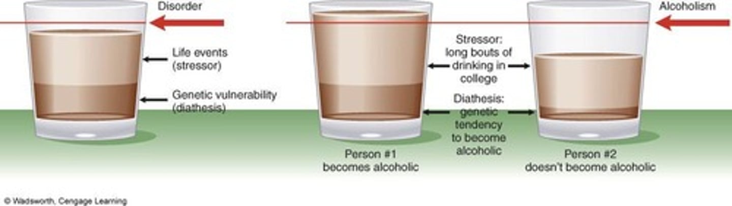 <p>A model explaining how genetic predispositions and environmental stressors interact to influence behavior.</p>
