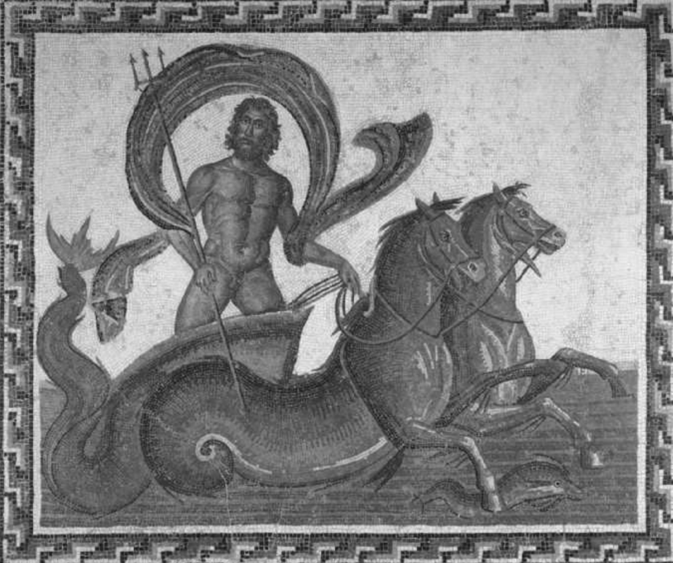<p>Figure 5.4: Who is the nude god standing in a sea-chariot pulled by sea-horses, holding a trident?</p>