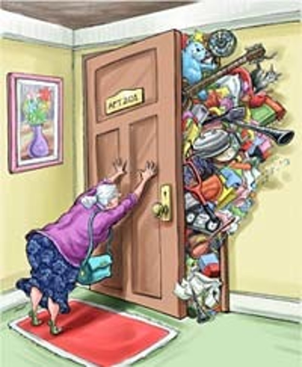 <p>to push something into a small space, often quickly or in a careless way</p><p>materials, supplies, or equipment</p>