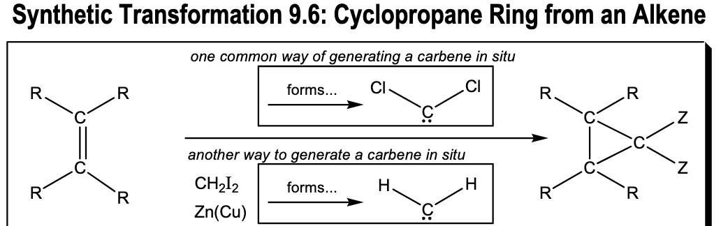 <p>Cyclopropane Ring from Alkene 1</p>
