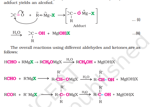 <p>Formaldehyde → [Grignard Reagent, H3O+] 1° Alcohol</p><p>Aldehyde → [Grignard Reagent, H3O+] 2° Alcohol</p><p>Ketone → [Grignard Reagent, H3O+] 3° Alcohol</p>