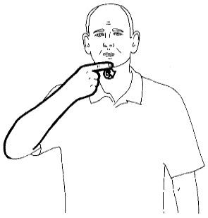 <p>Point to your lips with the index finger and move it in small circles before your mouth (indicating words flowing from your lips)</p>