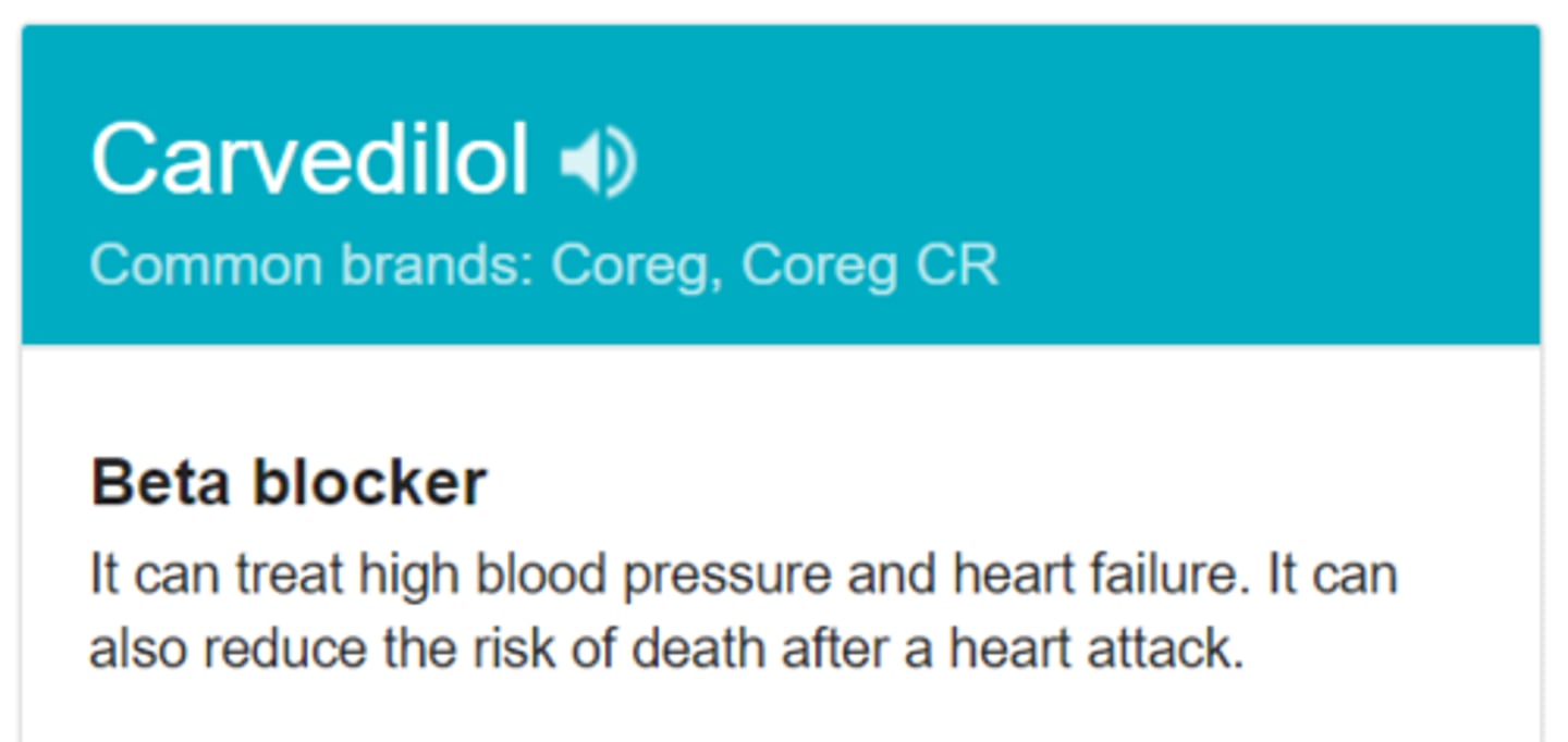 <p>Carvedilol</p><p>C.H.F.</p>
