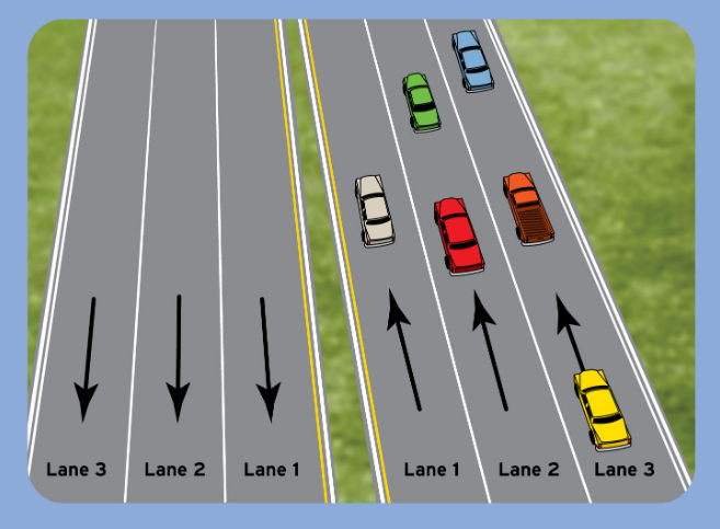 <p>A section of the road for a single line of traffic</p>