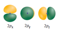 <p>composed of two lobes located symmetrically about the nucleus and contains a node at the nucleus; ‘dumbbell’; three different orientations, along the x-, y-, or z-axis.</p>