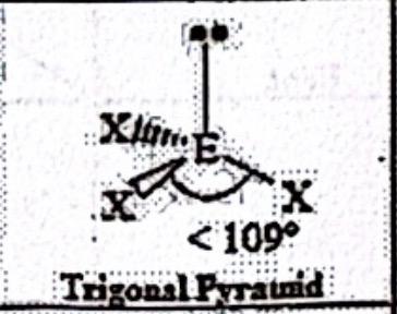 <p>Trigonal Pyramid (sp<sup>3</sup>)</p>
