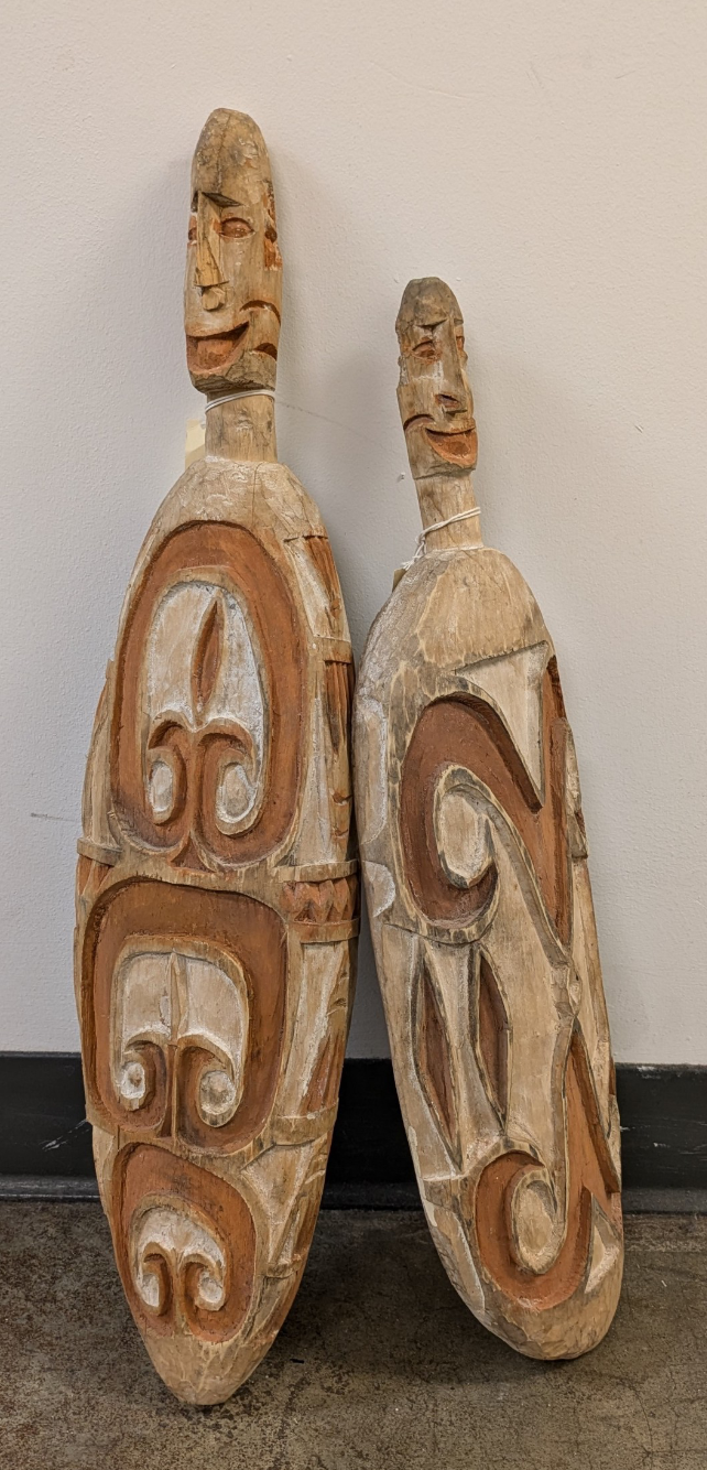 <p>Mini versions of traditional war shields made by different cultures as tourist trade items</p><p>Relief carving and paint decorations offer spiritual protection</p>