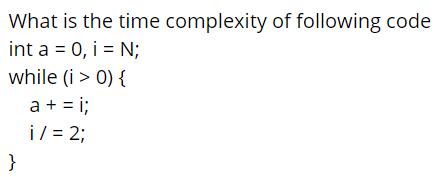 <p><span>What is the time complexity of following code</span></p>