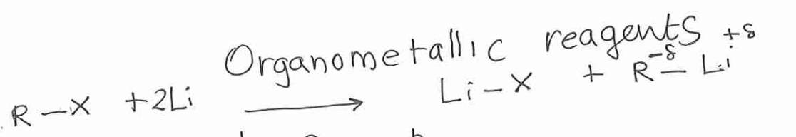 <p>R-X + ? → Li-X  + R-Li</p>