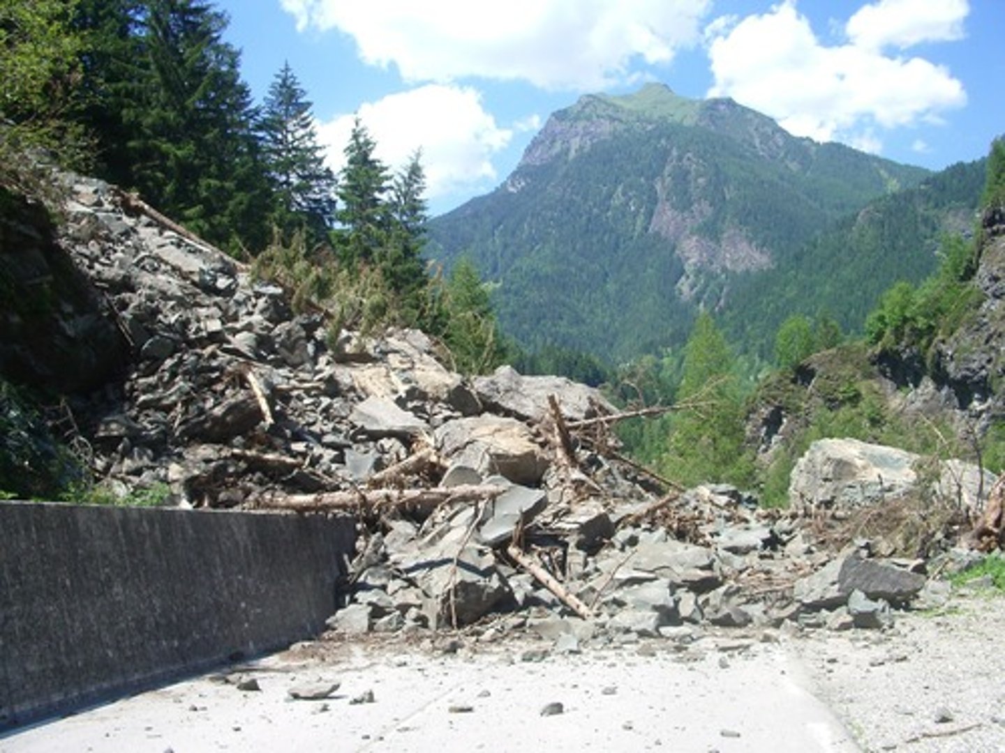 <p>The downhill movement of a large mass of rocks or soil due to gravity (also referred to as a landslide)</p>