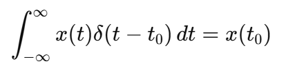 <p>The impulse extracts the value of a function at a specific time:</p>