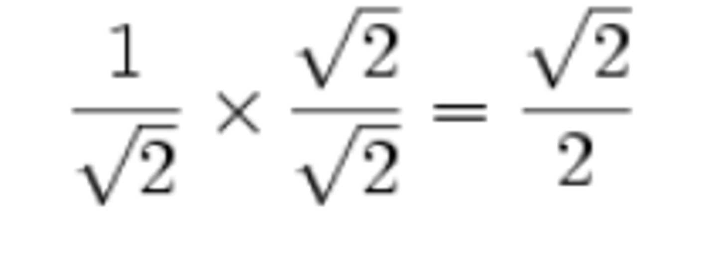 <p>rewrite it so there are no radicals in any denominator and no denominators in any radical</p>