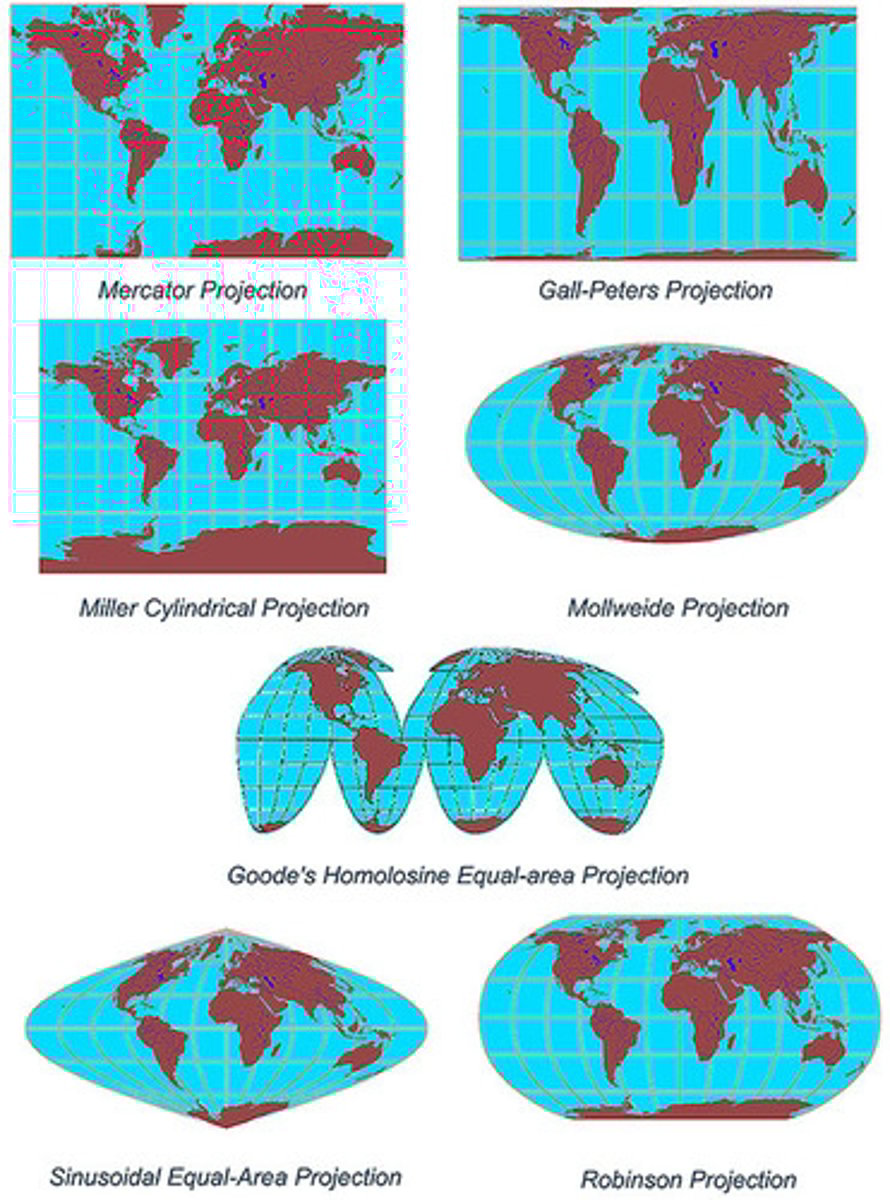 <p>a change in the shape, size, or position of a place when it is shown on a map</p>
