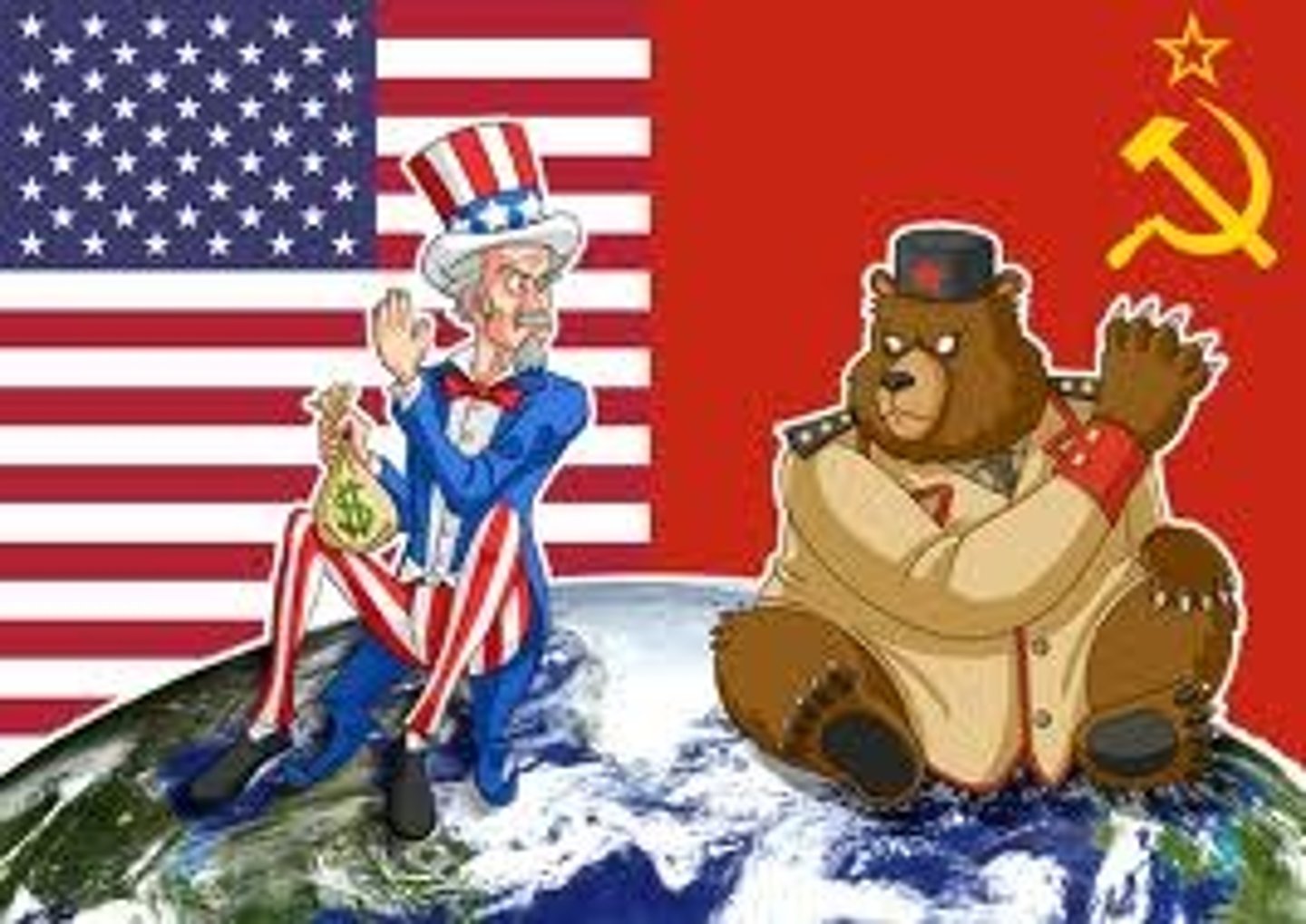 <p>Capitalism-U.S. and NATO, Allies Versus Communism- USSR or Russian and Warsaw Pact</p>