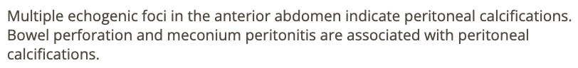 <p>a) bowel perforation or meconium peritonitis </p>