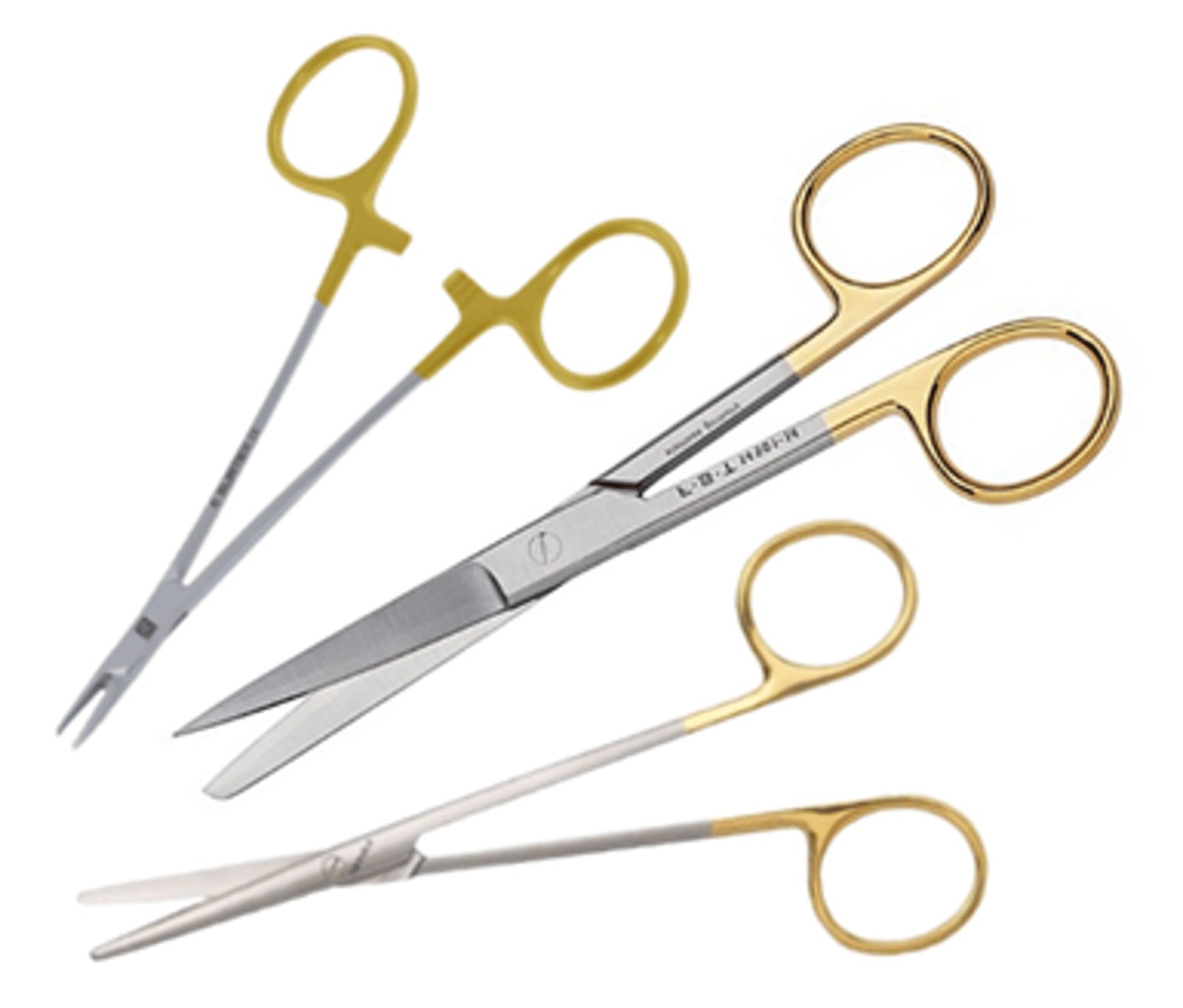 <p>a metal that is much stronger, harder, &amp; lasts longer than stainless steel, used on the blades of some scissors &amp; needle holders (identified by gold handles/rings)</p>
