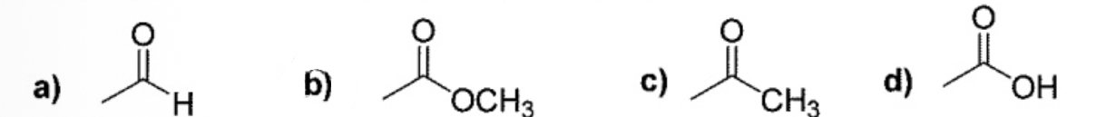 <p>Esters have often pleasantly fragrant and are found in many natural and artificial flavoring and in perfumes. Question: which of the following functional groups is an ester?</p>