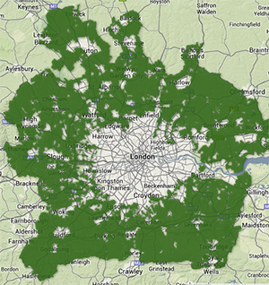 <p><span><span>a designated area of open, undeveloped land surrounding an urban area, intended to limit urban sprawl, preserve natural habitats, and promote sustainable development</span></span></p>