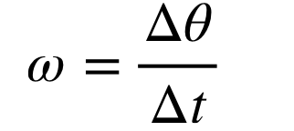 <ul><li><p>the rate of change of the angle of rotation around a fixed point </p></li><li><p>agular velocity is the angular equivalent to linear velocity</p></li><li><p>units: rad/s</p></li><li><p>positive direction: counter clockwise </p></li><li><p>negative direction: clockwise </p></li></ul><p></p>