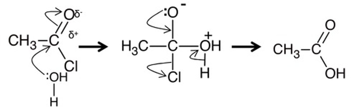 <p>[Nucleophilic addition-elimination]</p><p>H₂O, 20°C</p>