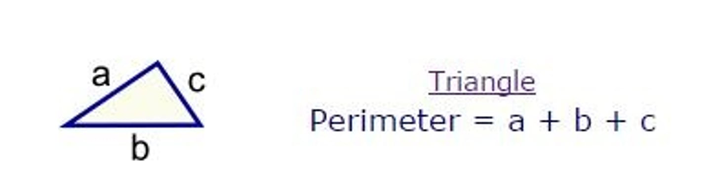 <p>P = a + b + c</p><p>Add all sides</p>