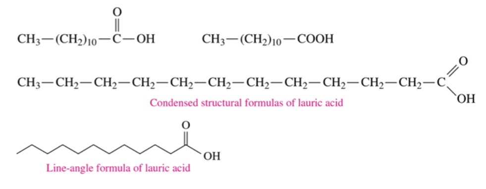 \-long unbranched carbon chains with a carboxylic acid group at the end. 

\-insoluble in water becasue of long chain 