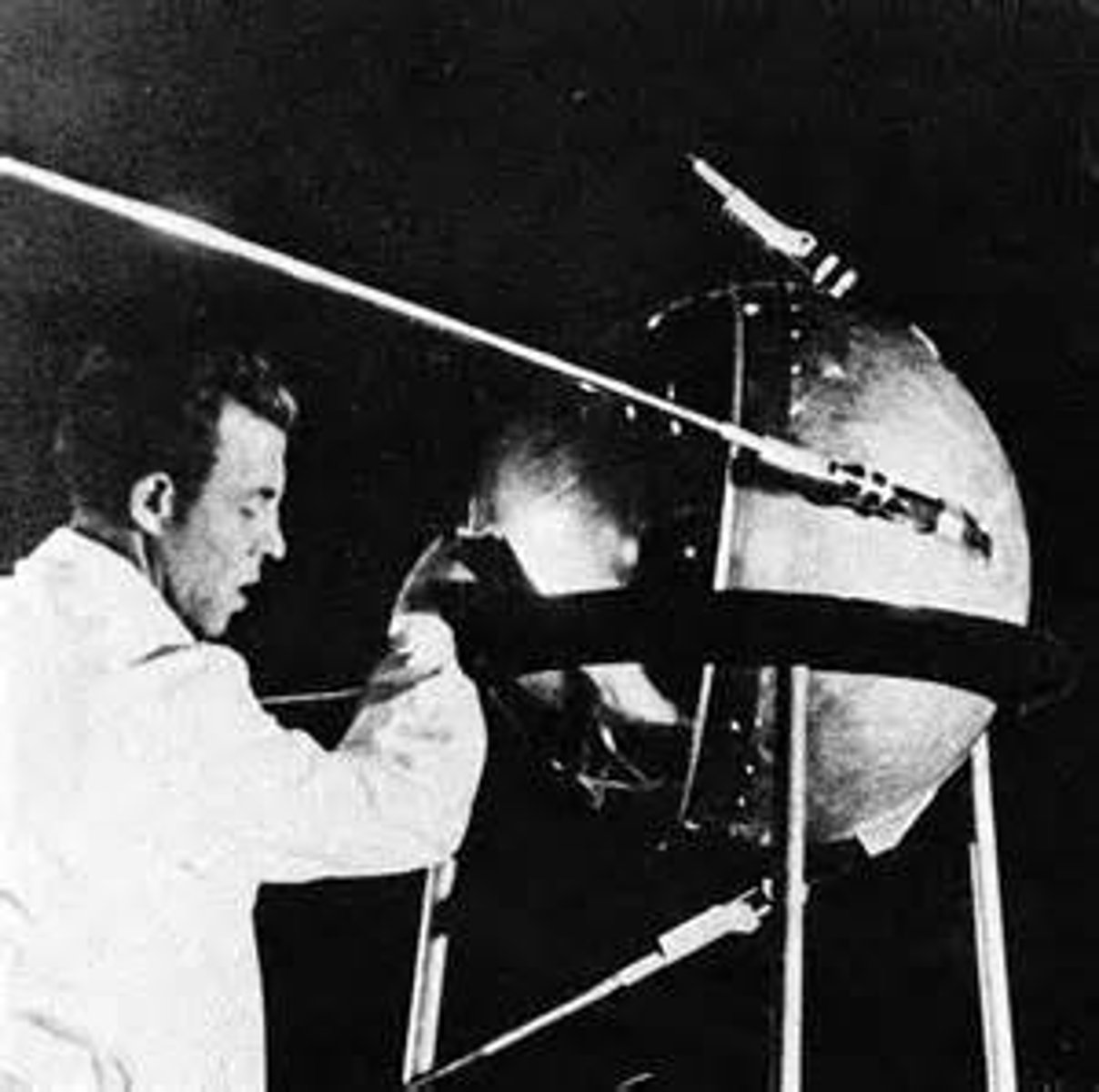 <p>first satellite launched into space; Russia won the "space race"</p>